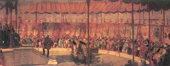 The Viceroy, Lord Lytton seated in the centre at the Imperial Assemblage of 1877