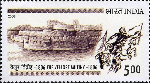 A stamp of the Vellore Mutiny 1806 CE, Wikimedia Commons