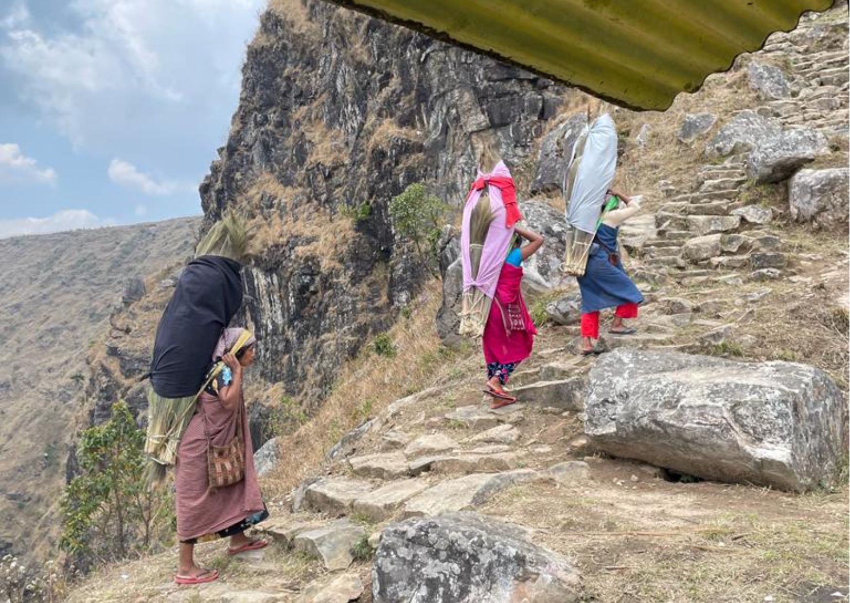 Village women collect grass and reeds to make brooms and sell them in bigger markets of Shillong. Image Source: Taw Maman