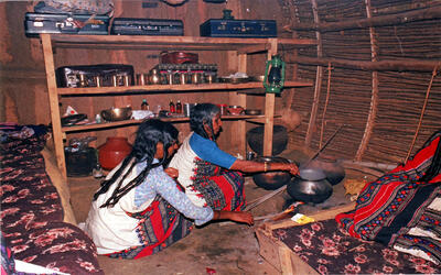 Interior of Toda house, Nilgiri Hills in IGRMS campus.JPG