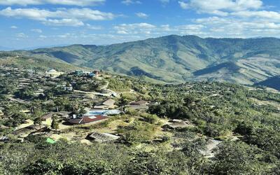 A scenic view of Longwa Village, Nagaland.