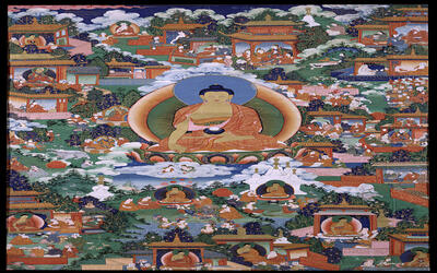 Shakyamuni Buddha with Avadana Legend Scenes