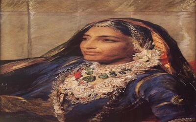 Portrait of Rani Jindan Kaur  by George Richmond (1863)