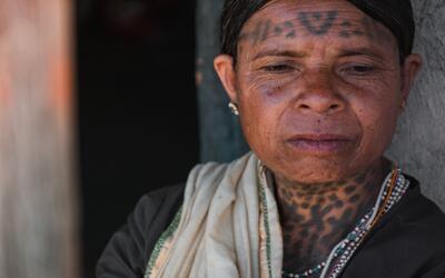 Baiga woman with godna motif tattoos